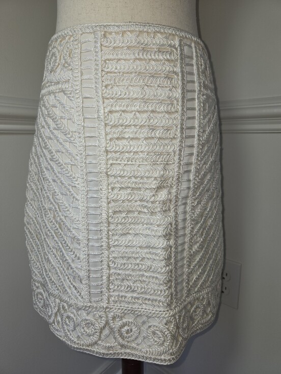 H&M Dresses & Skirts - H&M Ivory Embroidered Openwork Mini Skirt 12 Boho Coquette Bridal